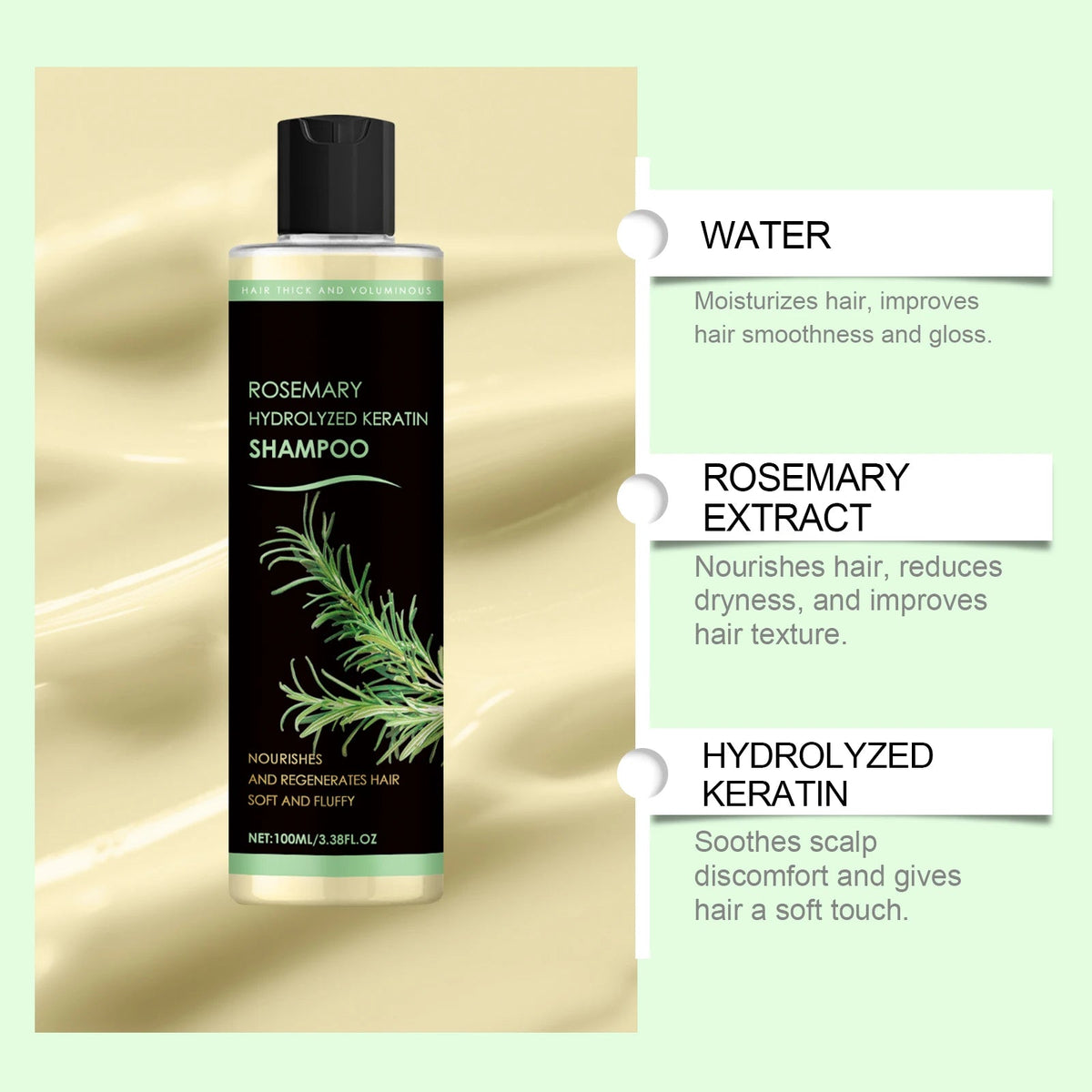 Rosemary Natural Shampoo Hair Thickness Loss Deep Nourishing Scalp Care Strengthen Repair Damaged Oil Control For Men Women dylinoshop