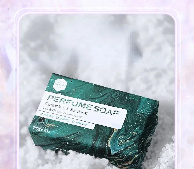 Hanbolly 200g Crystal Perfume Soap - Handmade Volcanic Mud Bath Soap with Tea Tree & Sea Salt for Cleansing Wedding Gift
