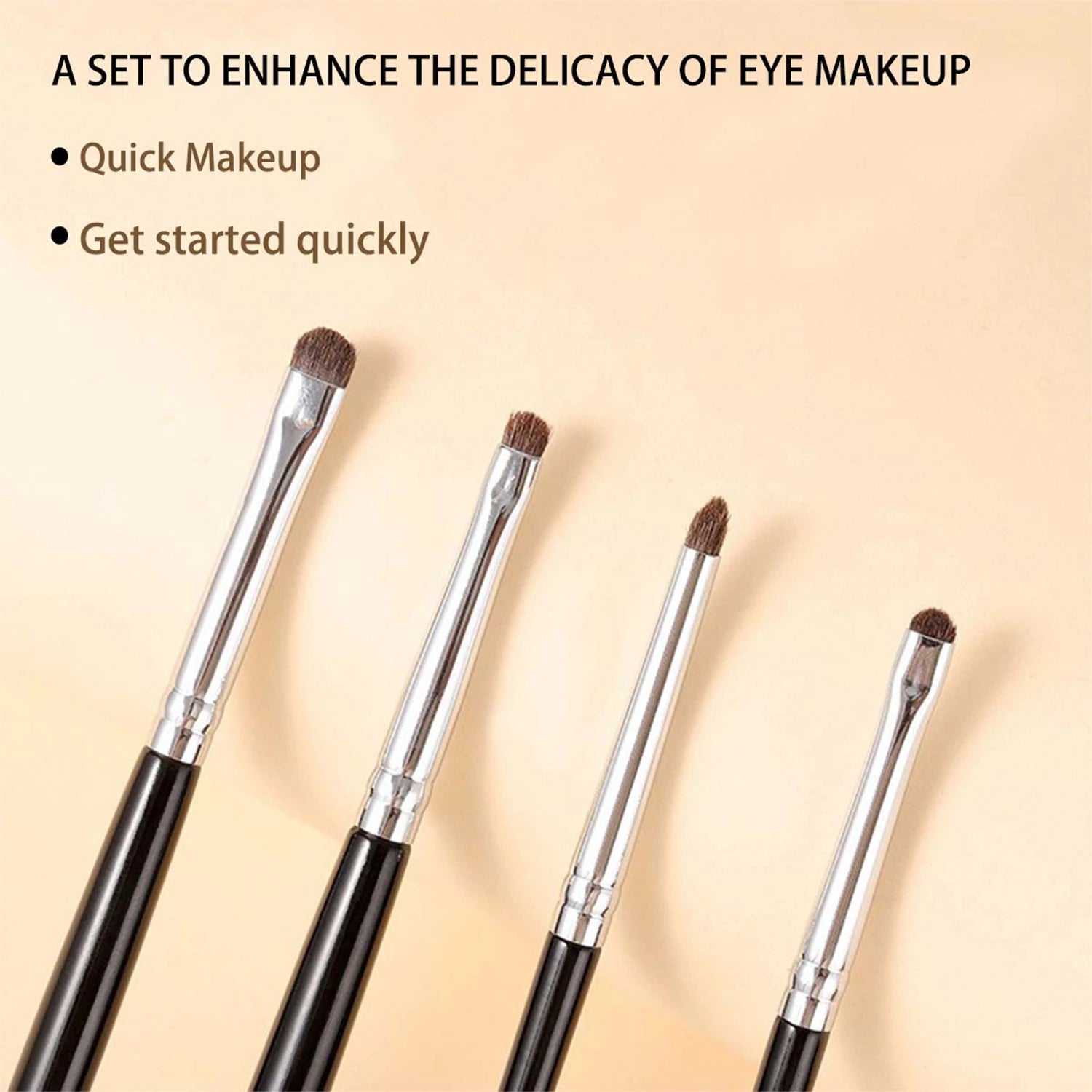 4 pieces of eyeshadow blending brushes, eye shadow brushes with silkworm details, delicate and soft makeup tools
