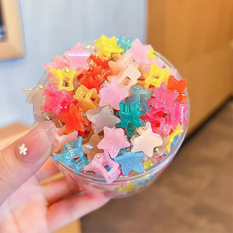 50Pcs Girls Cartoon Hair Clips Cute Small Claw Clips Flower Star Design Children's Fashion Hair Accessories Sweet Hairpin dylinoshop