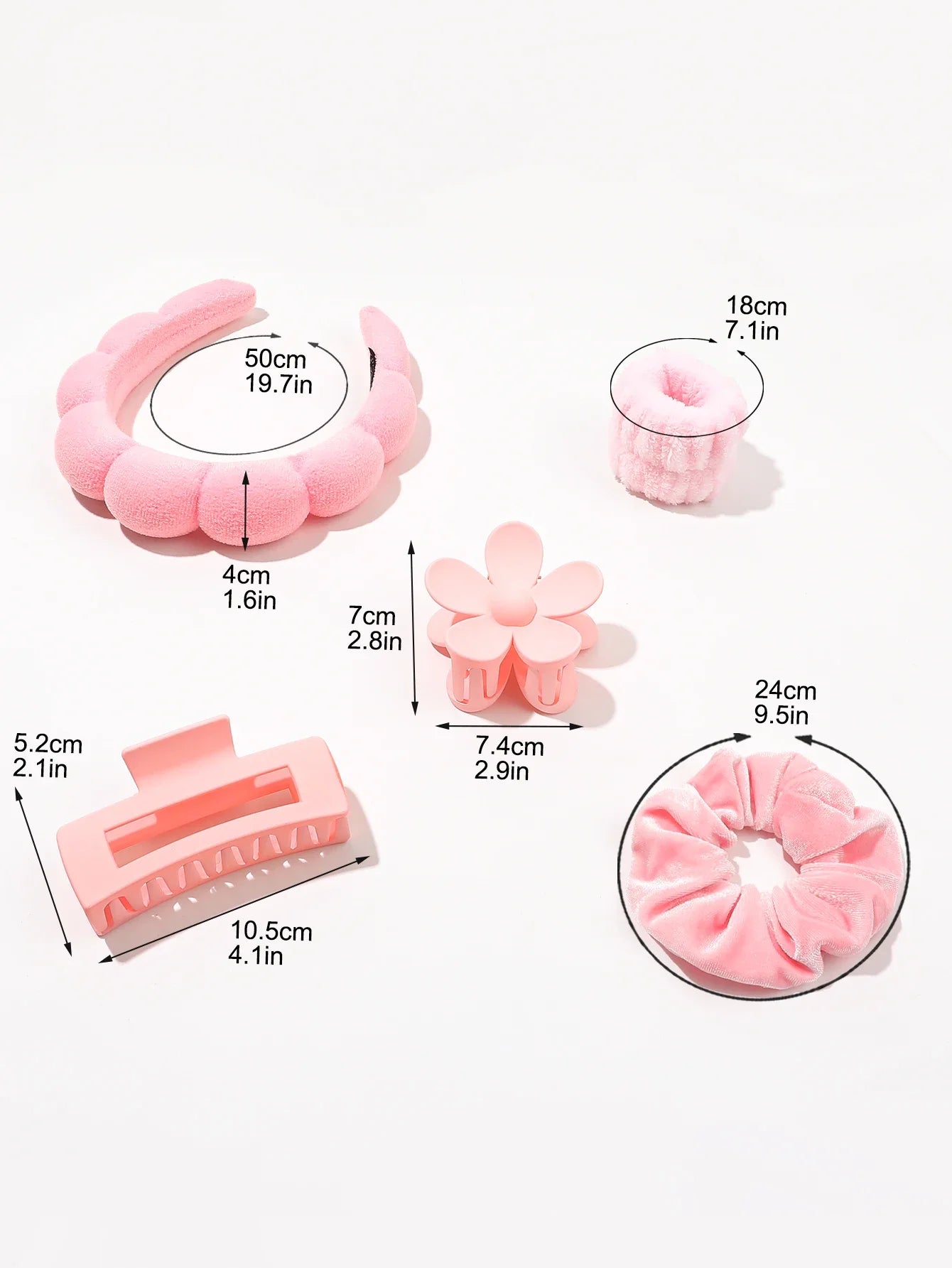 7Pcs Fashion Microfiber Washing Wristbands Scrunchies Puffy Headband Spa Bubble Headband for Washing Face Makeup Shower Skincare 