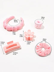 7Pcs Fashion Microfiber Washing Wristbands Scrunchies Puffy Headband Spa Bubble Headband for Washing Face Makeup Shower Skincare 