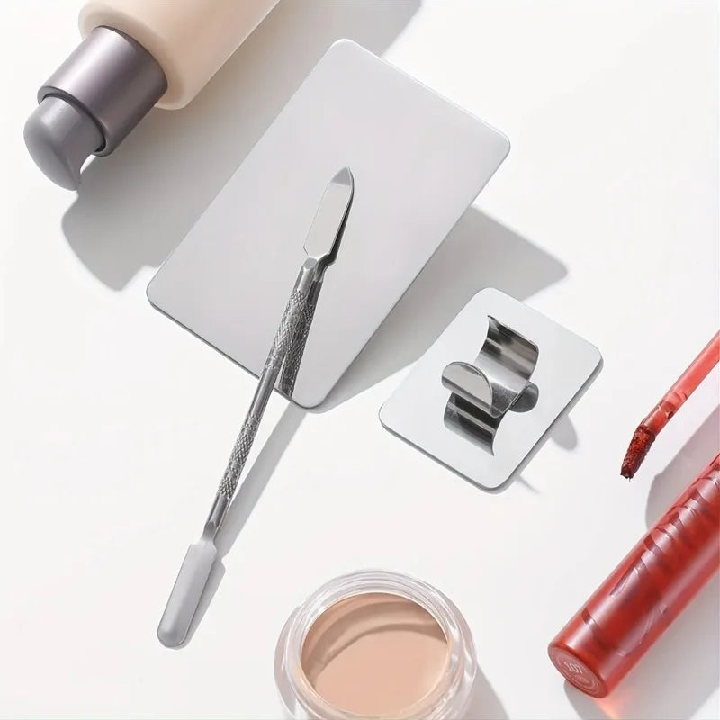 Makeup Mixing Palette,  Makeup Spatula Palette with Foundation Spatula, Stainless Steel Makeup MixingTray Nail Art Palet