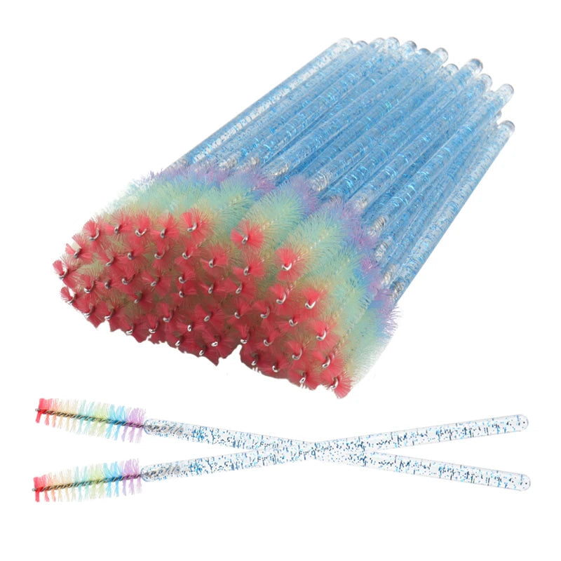 Disposable Eyelash & Eyebrow Spoolie Brushes – 50-Piece Crystal Comb Set dylinoshop
