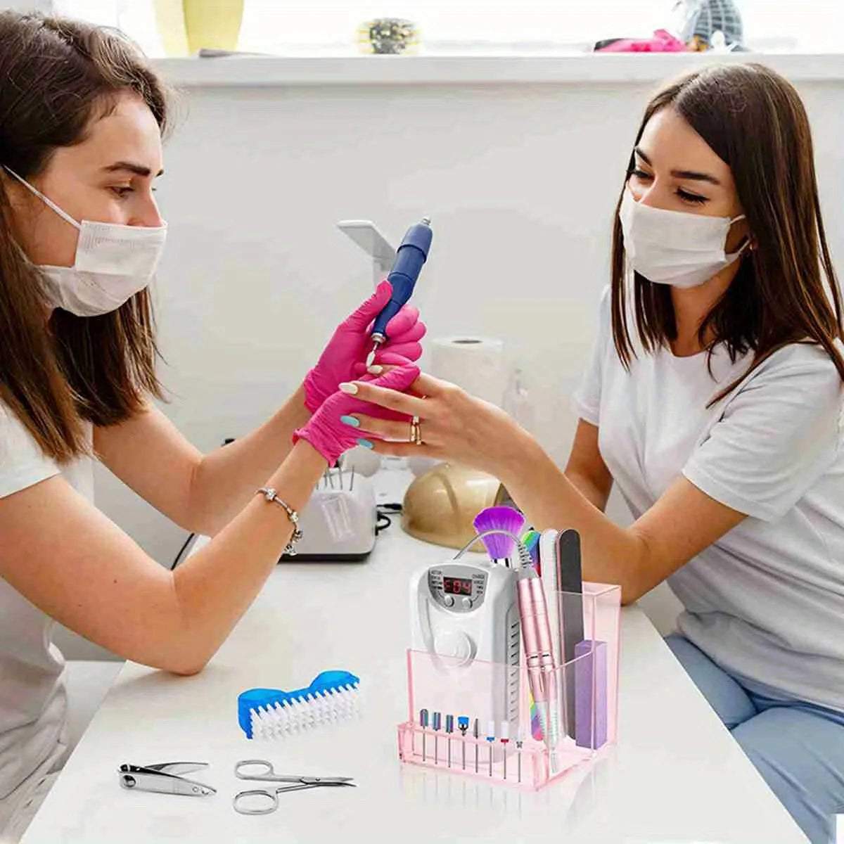 1PC Nail Drill Bits Holder Display Clear Nail Display Box Transparent Makeup Organizer Nail Manicure Tools Acrylic Nail Display