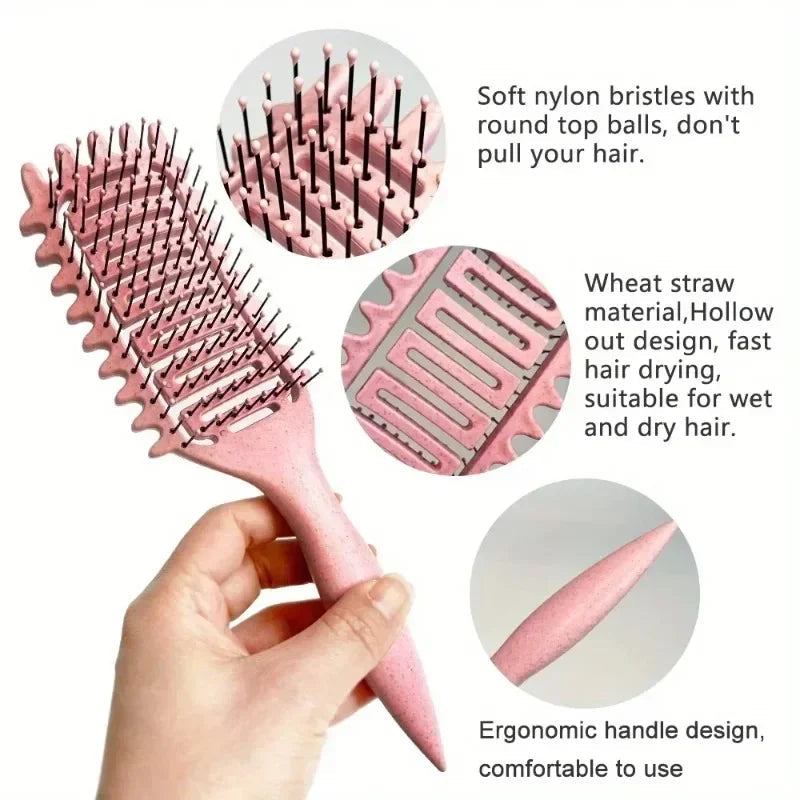 Curl Define Styling Brush Hollow Out Detangling Hair Brush Tangled Wet Curly Hair Comb Shaping Curls Barber Hairdressing Tools dylinoshop