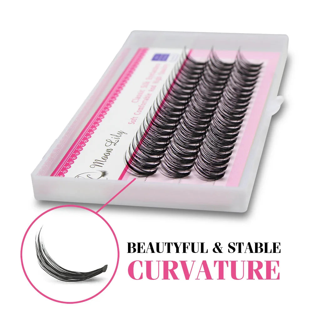 New Arrival Moonlily 60pcs Silk Makeup Individual Mink EyeLashes 3D Volume Grafting False Black Extensions Cluster Lash Bundle