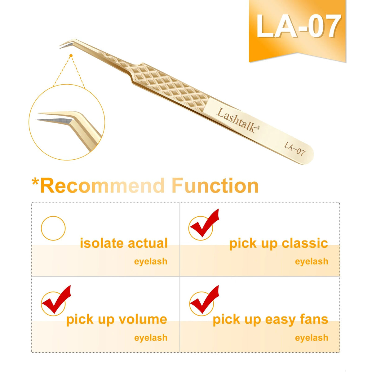 Fiber Tip Eyelash Extension Tweezers - Stainless Steel, Anti-Slip Diamond Grip, Pearl Gold dylinoshop