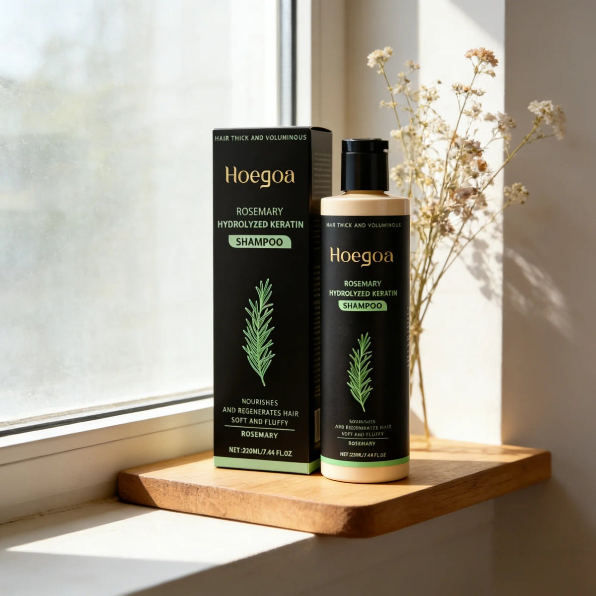 Hoegoa Rosemary Hydrolyzed Keratin Shampoo Strengthening Hair Cleaning Lightweight Hair Loss Treatment Hair Regrowth Shampoo dylinoshop