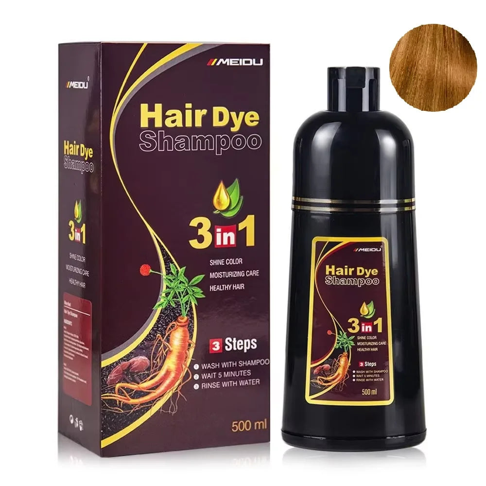 Meidu 3 In 1 Instant Coloring Shampoo Natural Black Color for Men Women Hair Dye Herbal Brown Purple Hair Dye Hair Dye Shampoo dylinoshop