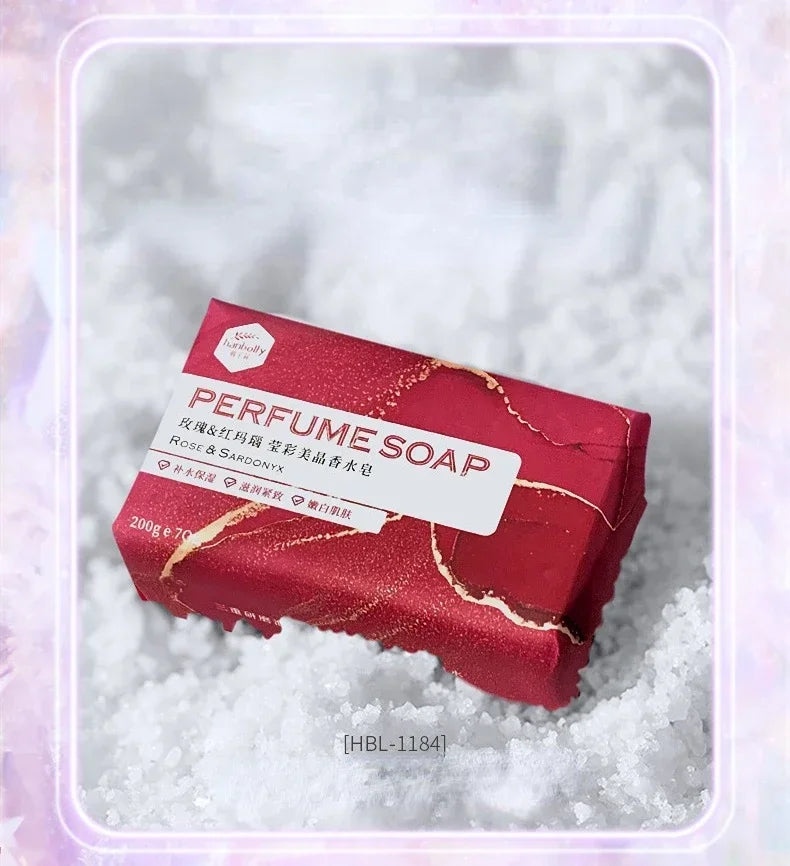Hanbolly 200g Crystal Perfume Soap - Handmade Volcanic Mud Bath Soap with Tea Tree & Sea Salt for Cleansing Wedding Gift