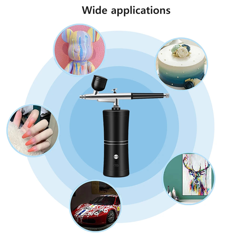 Airbrush Nails Compressor for Painting Makeup Portable Mini Cordless Airbrush Spary Gun for Nail Art Tattoo Cake Decor Painting