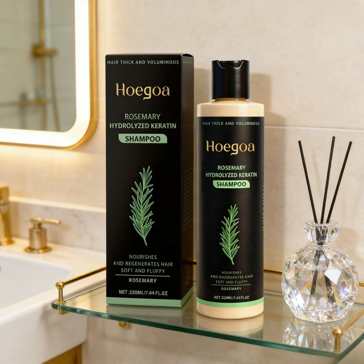 Hoegoa Rosemary Hydrolyzed Keratin Shampoo Strengthening Hair Cleaning Lightweight Hair Loss Treatment Hair Regrowth Shampoo dylinoshop