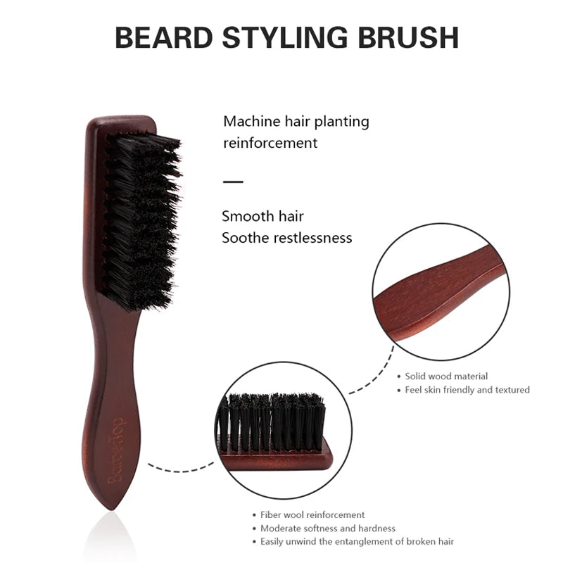 Barbertop Men Beard Brush Wooded Handle Soft Hair Cleaning Brush Broken Hair Remove Comb Hairdressing Neck Duster Barber Tools dylinoshop