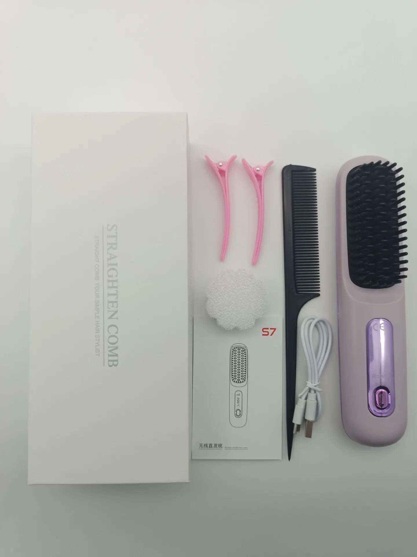 USB Rechargeable Cordless Hair Straightening Brush – Titanium Coated