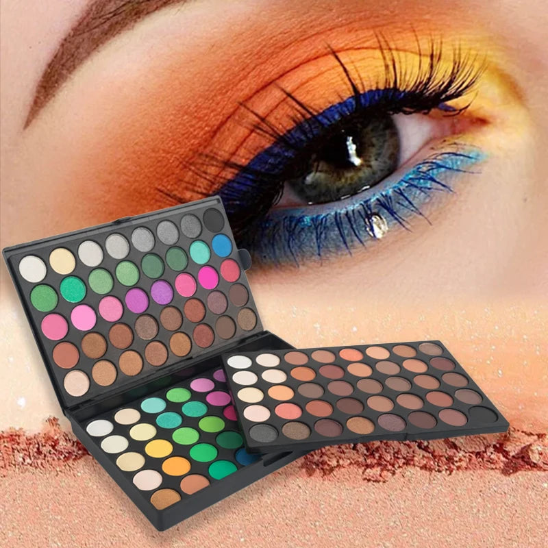 120 Color Eye Makeup,3-in-1 Eyeshadow Palette,Matte Shimmer Highly Pigmented Long Lasting Waterproof Eye Shadow for Festival