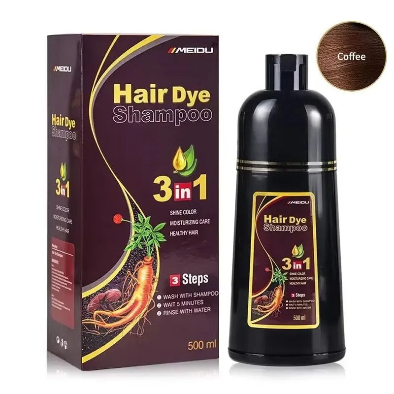 Meidu 3 In 1 Instant Coloring Shampoo Natural Black Color for Men Women Hair Dye Herbal Brown Purple Hair Dye Hair Dye Shampoo dylinoshop