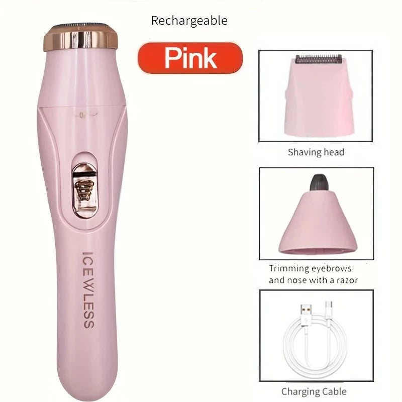 Women's 3-in-1 USB Rechargeable Trimmer – Underarm, Eyebrow & Nose Hair