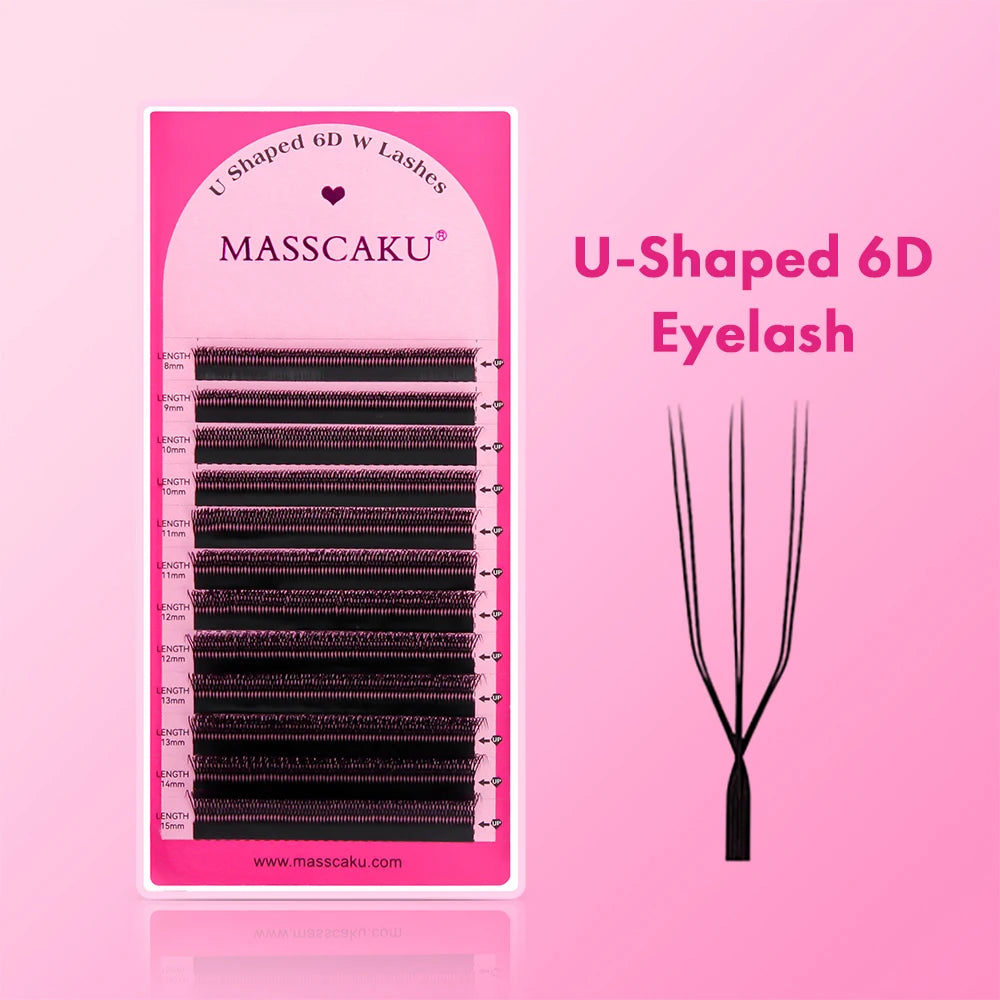 MASSCAKU U-Shape Volume Lashes – Silk-Soft Synthetic, 8-15mm Mix dylinoshop