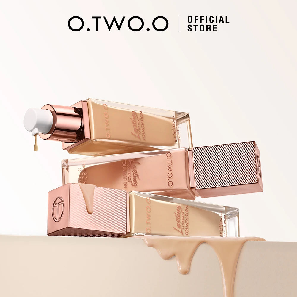 O.TWO.O Liquid Coverage Foundation Cream Matte Moisturizing Oil-control Long-Lasting Waterproof Concealer Foundation Makeup