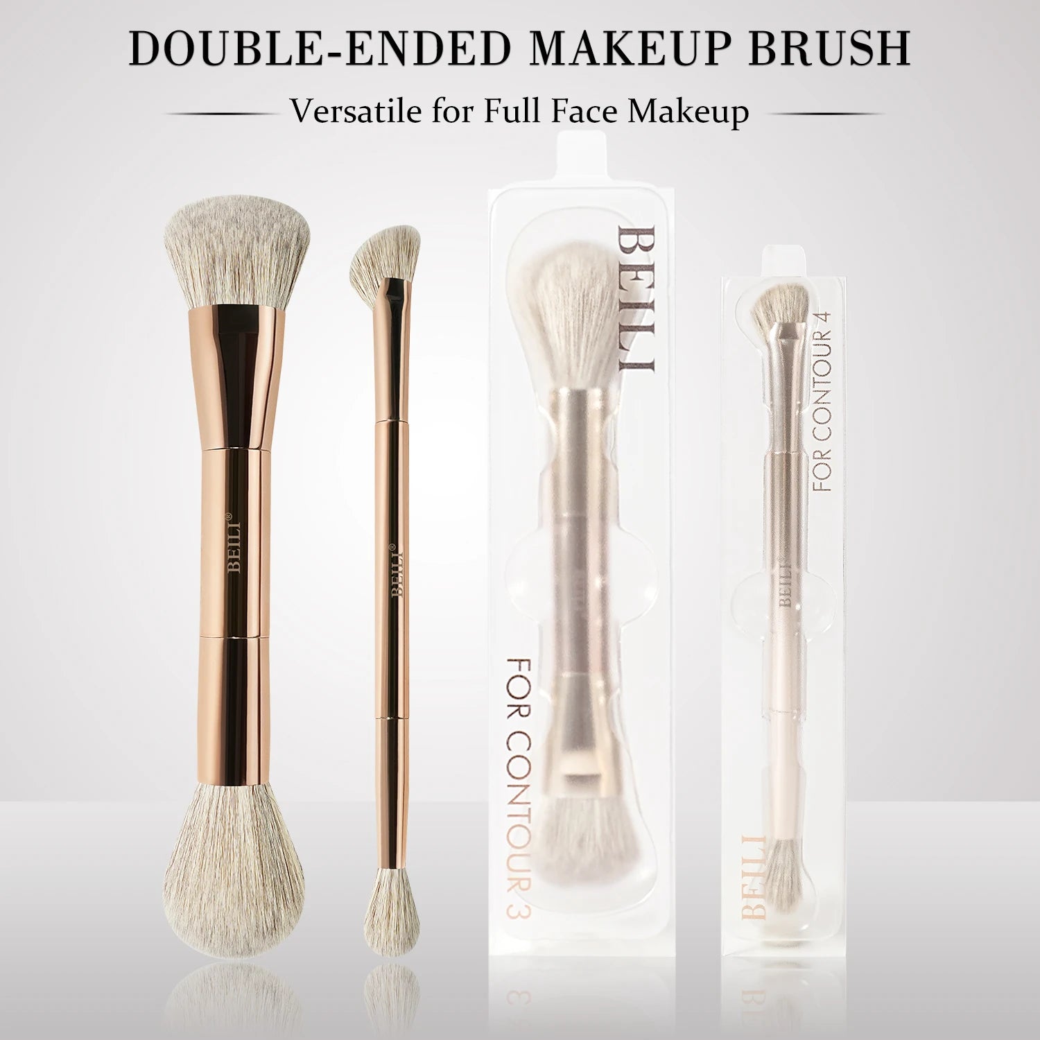 Makeup Brush Set Double-Sided Makeup Brushes for Foundation Contour Blush Blending Eyebrow and Eye Shadow Fiber Bright Cyan