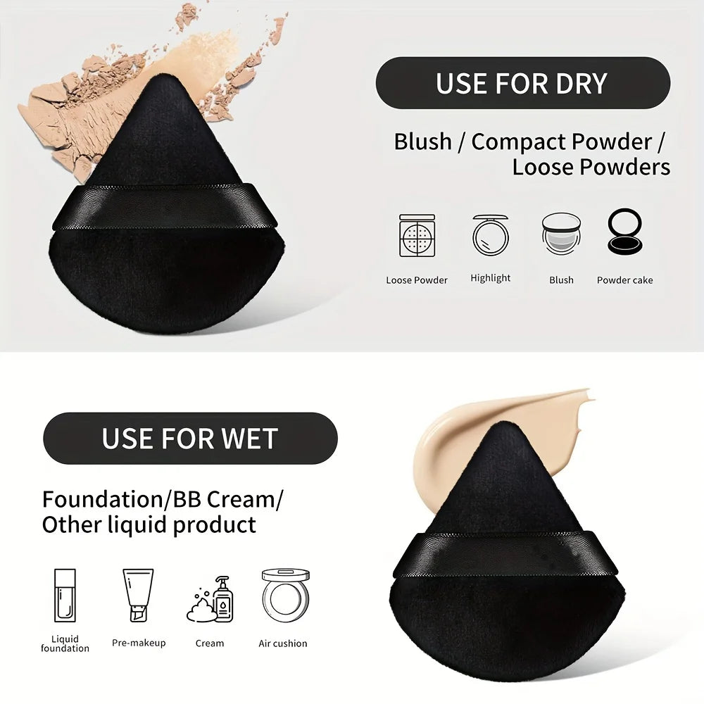3/5/6 Pcs Triangle Powder Puff For Loose Powder Liquid Cosmetic Soft Plush Powder Puff Makeup Foundation Puff Makeup Tool