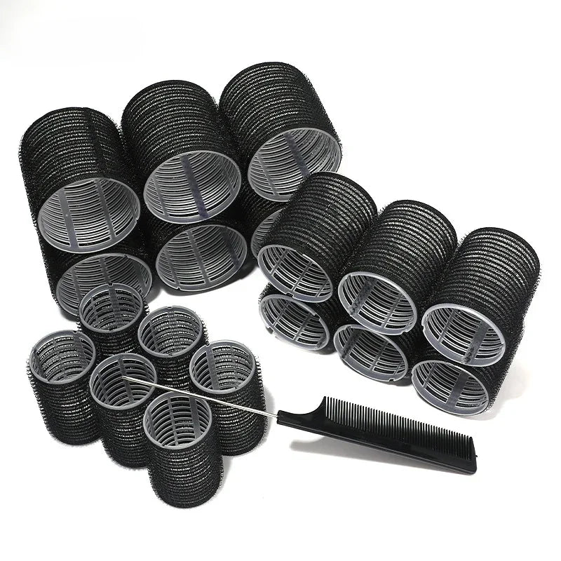 28pcs/Set Hair Roller Sets 18pcs Plastic Self Grip Hair Curlers 3 Sizes Hair Rollers 10pcs Metal Clips DIY Hairdressing Tools dylinoshop