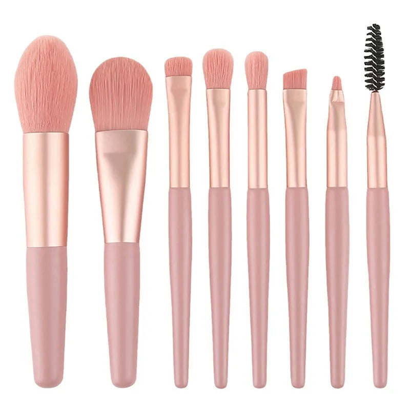 8-Piece Portable Concealer Foundation Make-Up Makeup Brush Soft Hair, Eye Makeup Tools, Beginner mini Set, Alcohol Free