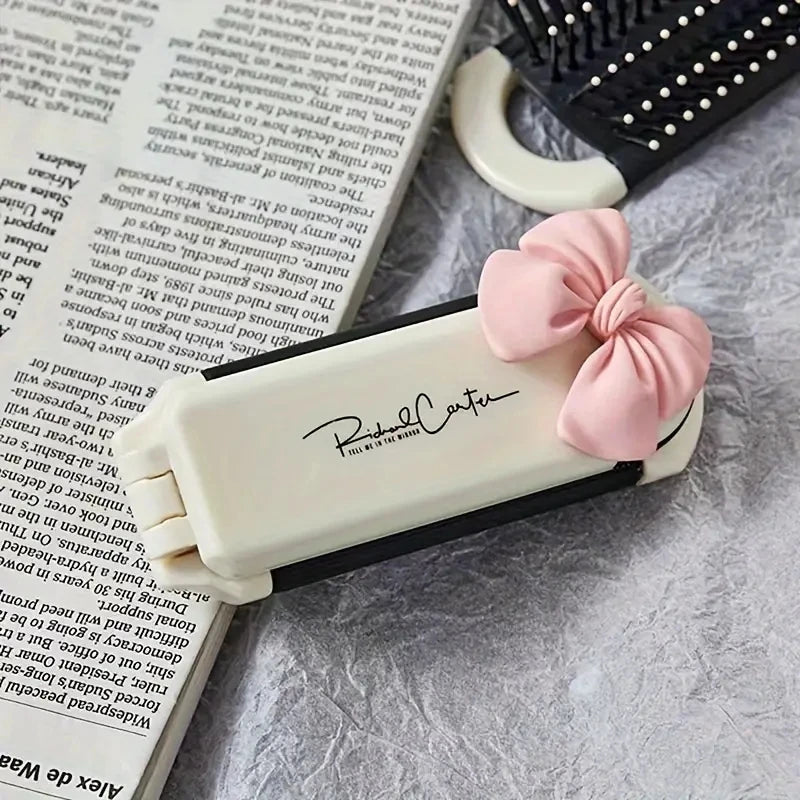 CALIYI 1PCS Folding Mini Pocket Hair Comb with Mirror Portable Massage Comb Brush for Salon Travel Outdoor Makeup Styling Tools dylinoshop