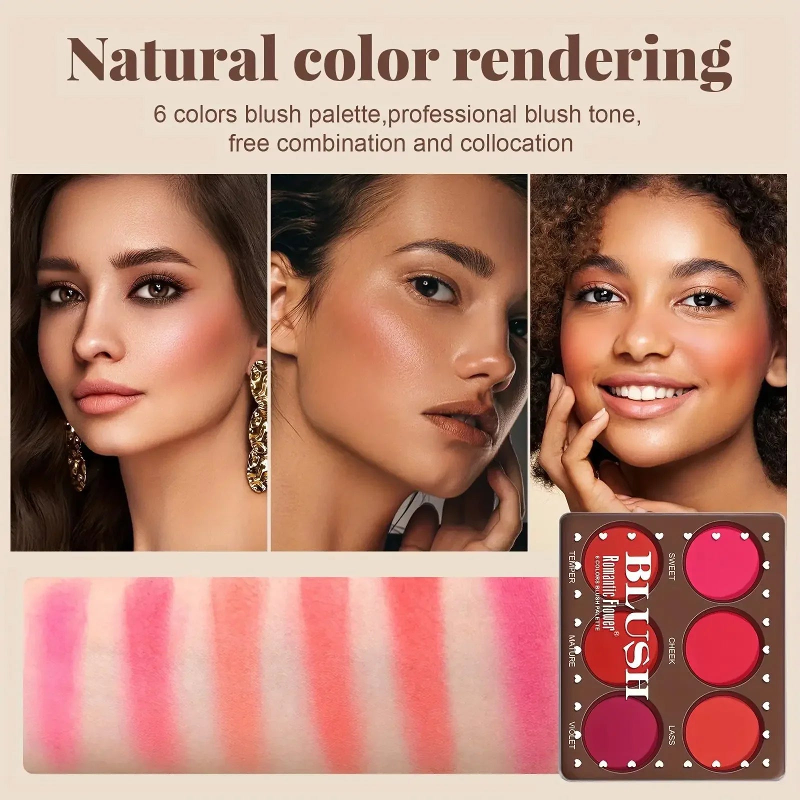 6-Color Matte Blush Palette – Long-Lasting, Buildable, Waterproof