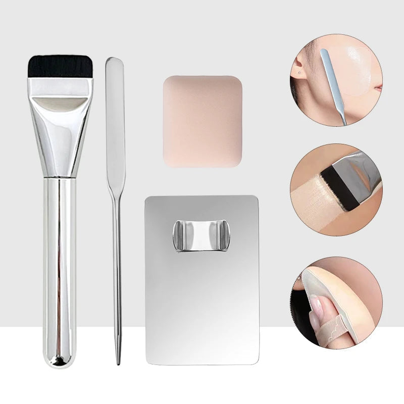 Makeup Brush Set with Stainless Steel Mixing Palette & Spatula dylinoshop
