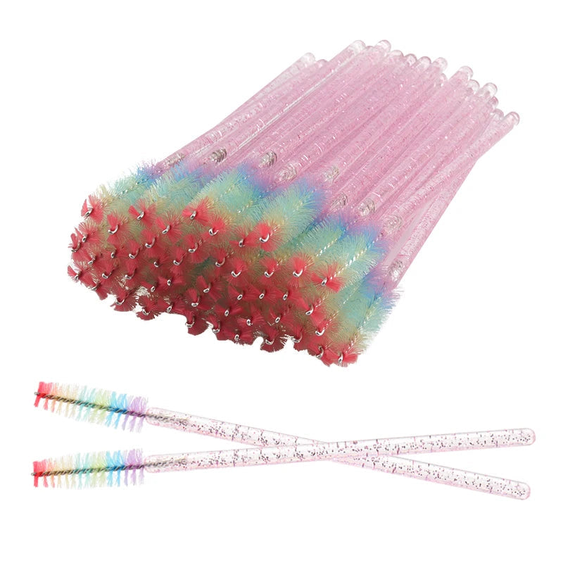 Disposable Eyelash & Eyebrow Spoolie Brushes – 50-Piece Crystal Comb Set dylinoshop