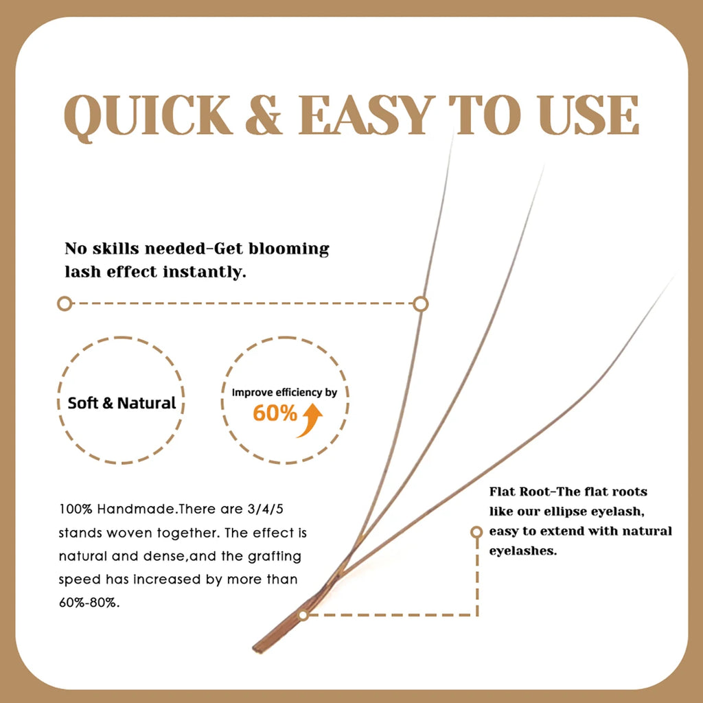 MASSCAKU New Brown 3D/4D/5D W Shaped Eyelash Extensions 8-15mm Mix Length Hand-Woven Premade Volume Fans Cilios for Makeup Tools
