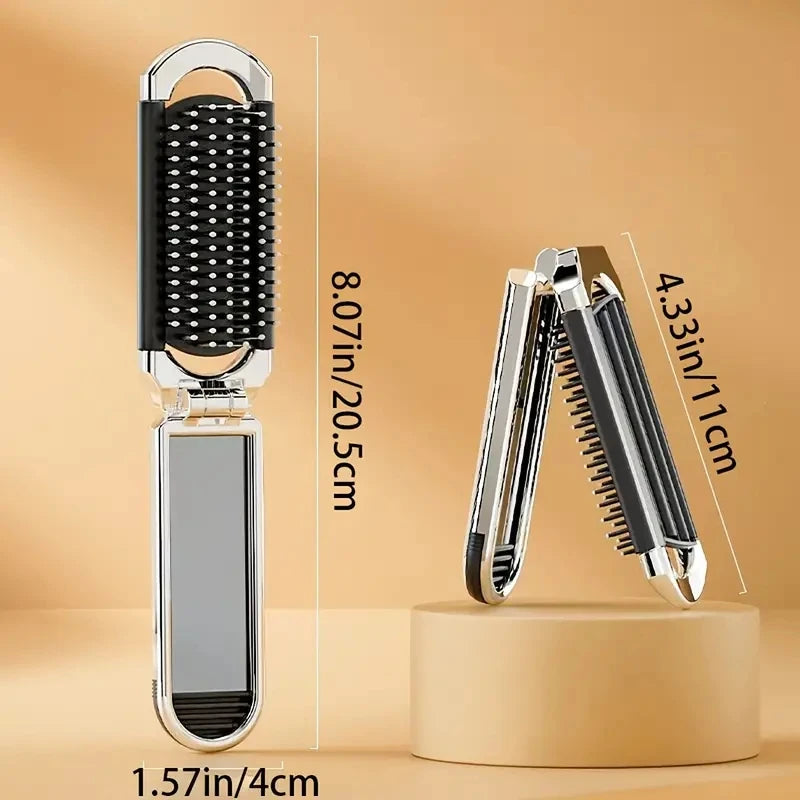 CALIYI 1PCS Folding Mini Pocket Hair Comb with Mirror Portable Massage Comb Brush for Salon Travel Outdoor Makeup Styling Tools dylinoshop