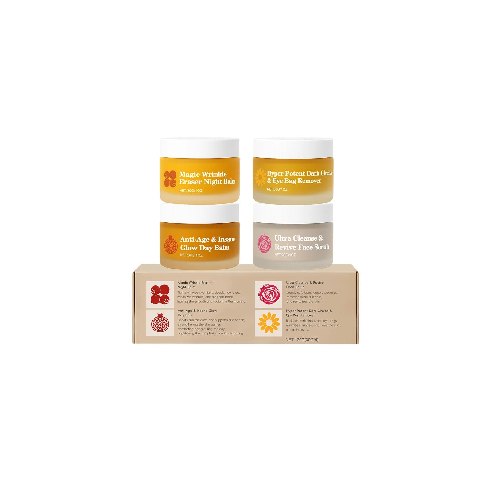 Multi-effect Day & Night Skin Care Suit Cleaning Moisturizing Reduce Dark Circles Multi Functional 4-Piece Set Skincare Products 