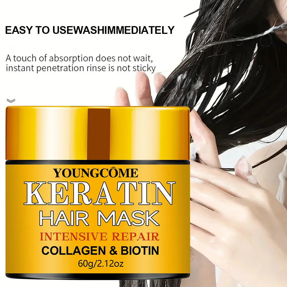 Biotin Collagen Keratin Hair Mask for Dry Damaged Hair, Deep Repair Conditioning Treatment with Nourishing Essential Oils dylinoshop