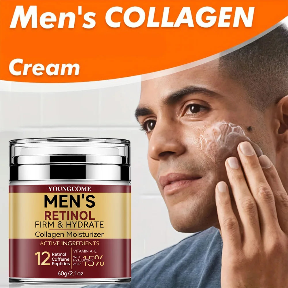 Men's Retinol Firming Face Cream Skincare Moisturizing Collagen Brightening Smooth Wrinkles Facial Face Men Skin Care Treatment 