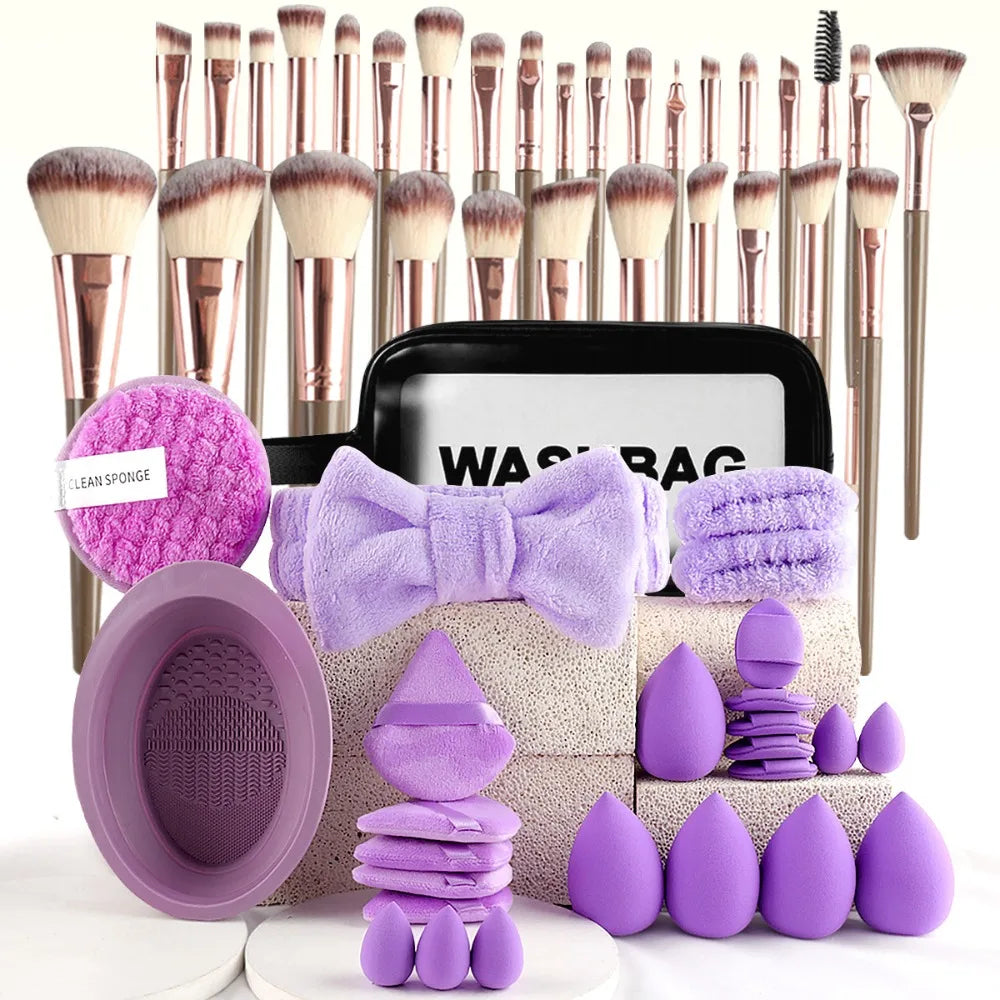 Makeup Brush Set with Headband & Wristband – Soft Synthetic Bristles dylinoshop