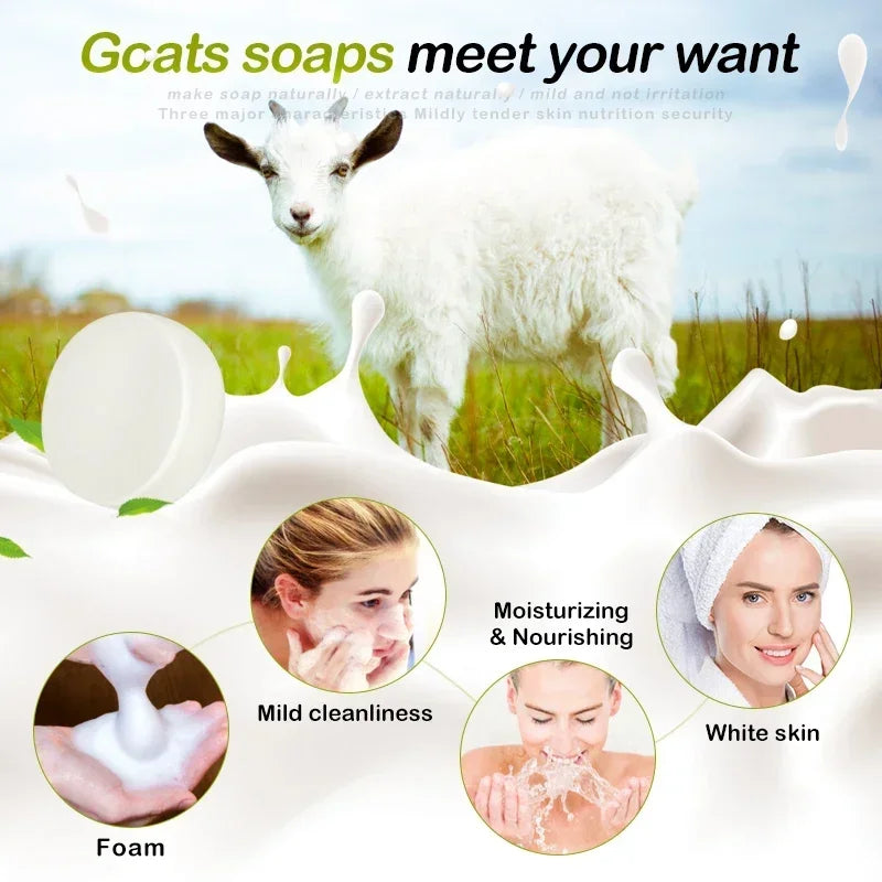 Handmade Goat Milk Soap for Deep Cleaning -Acne & Blackhead Remove Smooth Skin Pore Tightening Moisturizing-Natural Skincare Bar