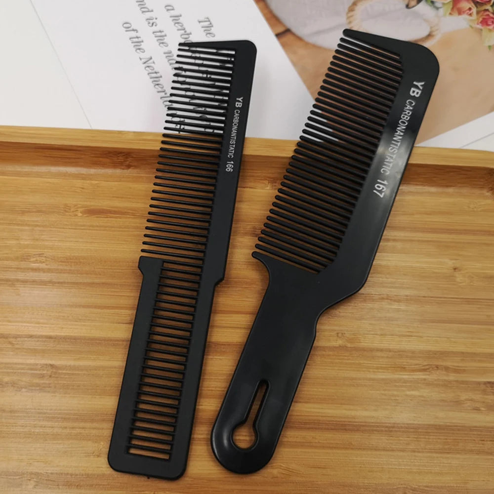 Black Flattop Hair Cutting Comb Wide Tooth Men Cut Hair Brush Professional Salon Barber Hair Clipper Hairdressing Carbon Combs dylinoshop