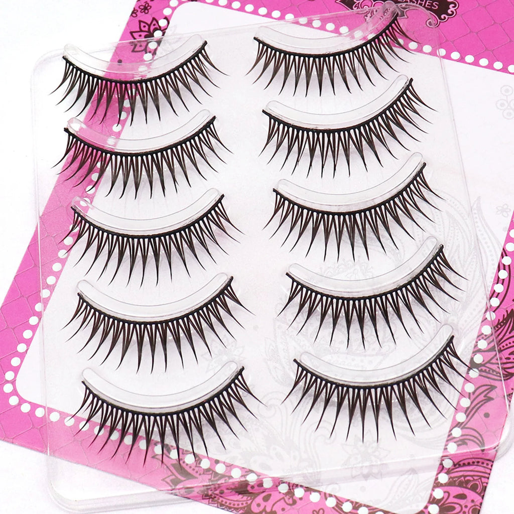 5 Pairs Korean Style Manga False Eyelashes Natural Spiky Wispy Thick Eyelash Extension For Beauty Eye Cosplay Diy Makeup Tools