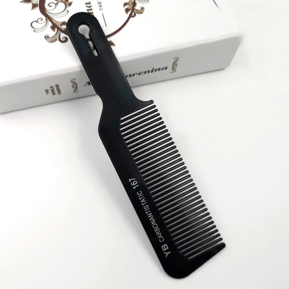 Black Flattop Hair Cutting Comb Wide Tooth Men Cut Hair Brush Professional Salon Barber Hair Clipper Hairdressing Carbon Combs dylinoshop
