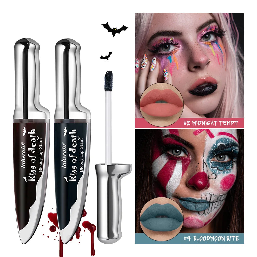 Lip Stain Kiss of Death Bloody Gothic Matte Long Lasting Waterproof Non Stick Color Darkens Over Time Vampire Makeup
