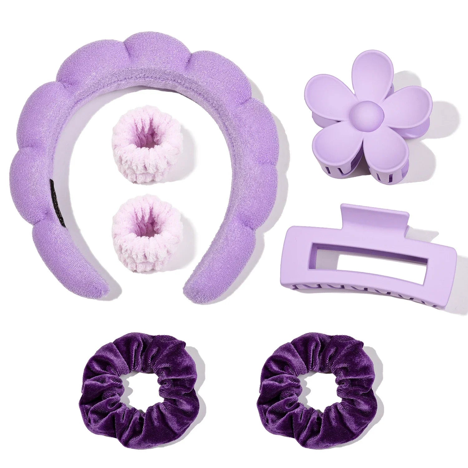 7Pcs Fashion Microfiber Washing Wristbands Scrunchies Puffy Headband Spa Bubble Headband for Washing Face Makeup Shower Skincare 