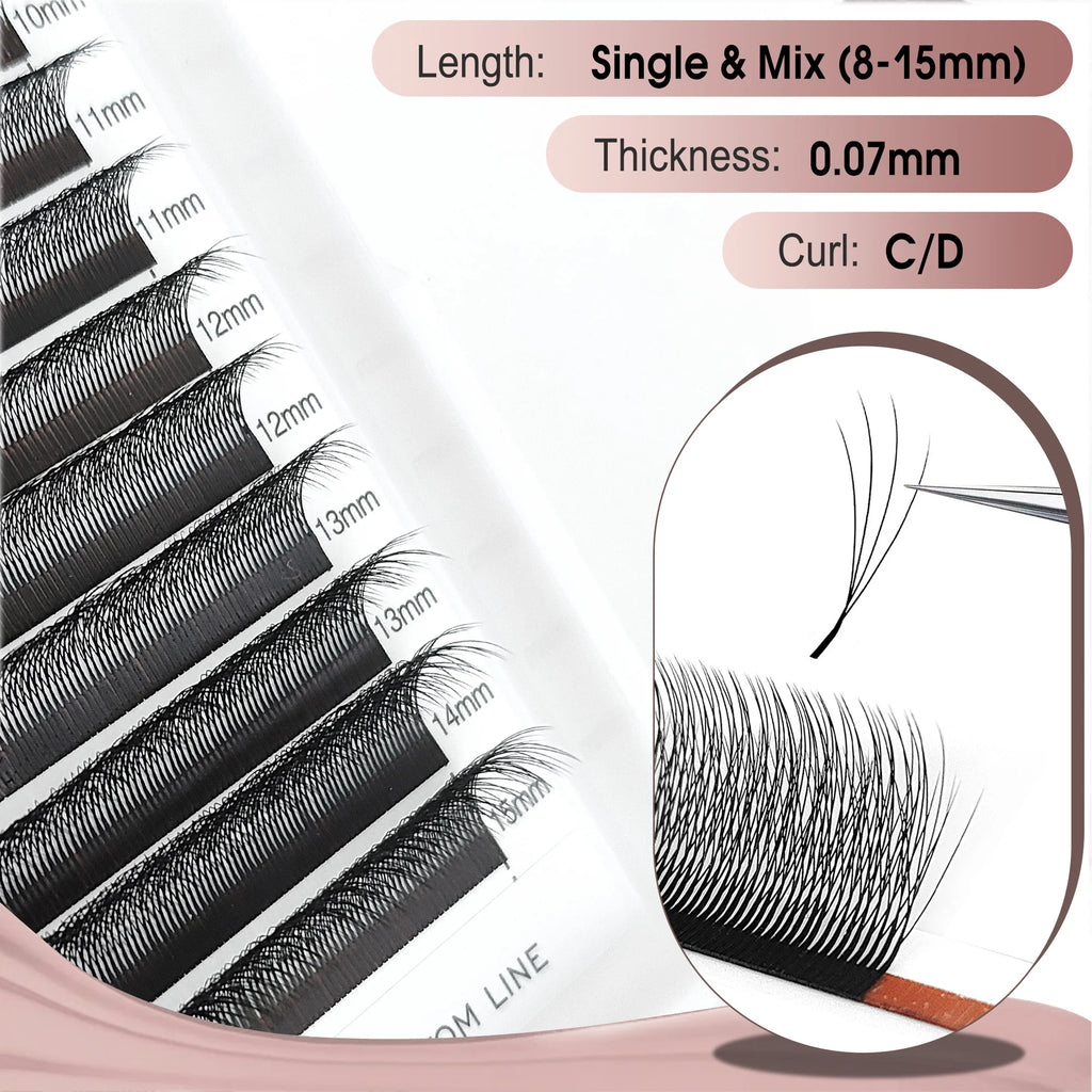 CoMango Narrow 4D W Shaped Russian Volume Eyelashes Extension Premade Fans Lashes Natural Faux Mink Lashes Makeup Products