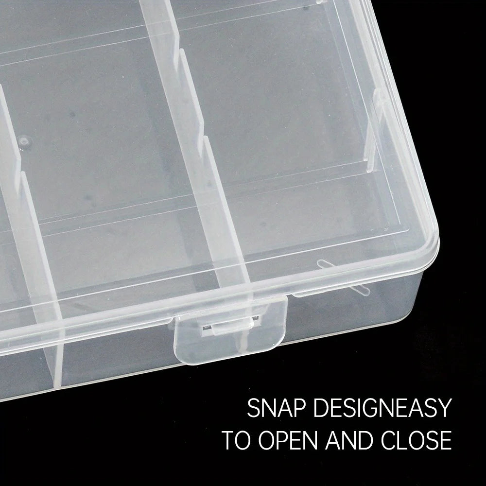 1pc Clear 6-Compartment Eyelash Extension Storage Box | Durable Plastic Makeup Organizer with Snap Lid for Glue, Tweezers & Tool