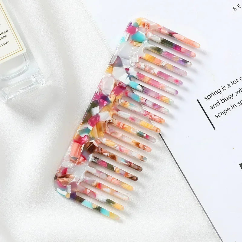 Wide Teeth Acetate Hair Combs Anti-static Massage Hair Brush Hairdressing Colorful Hairdress Salon Styling Traveling Accessories dylinoshop