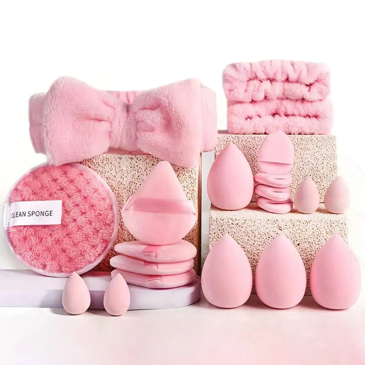 20/40Pcs Makeup Brushes and Sponges Set, Brown Makeup Puff, Beauty Egg, Headband, Wristband Remover Kit, Makeup Tool, Gift,