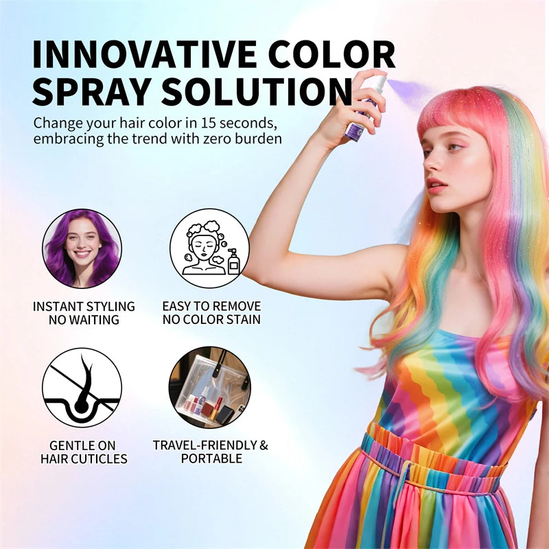 Halloween Hair Color Spray Disposable Hair Dye Spray DIY Hair Color Liquid Washable 8 colors Hair Styling Spray Beauty Makeup