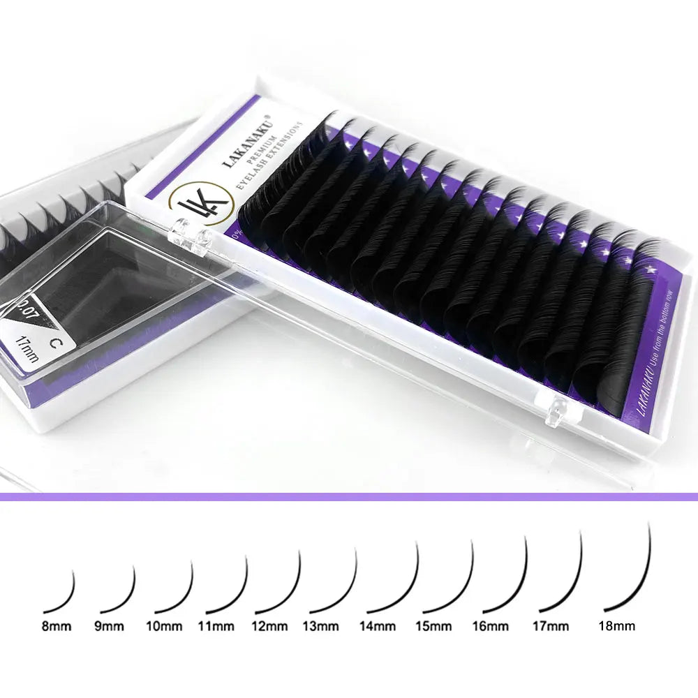 LAKANAKU Individual Lashes Matte Eyelash Extension Silk Lashes Russian Volume Classic Eyelash Extensions for Makeup